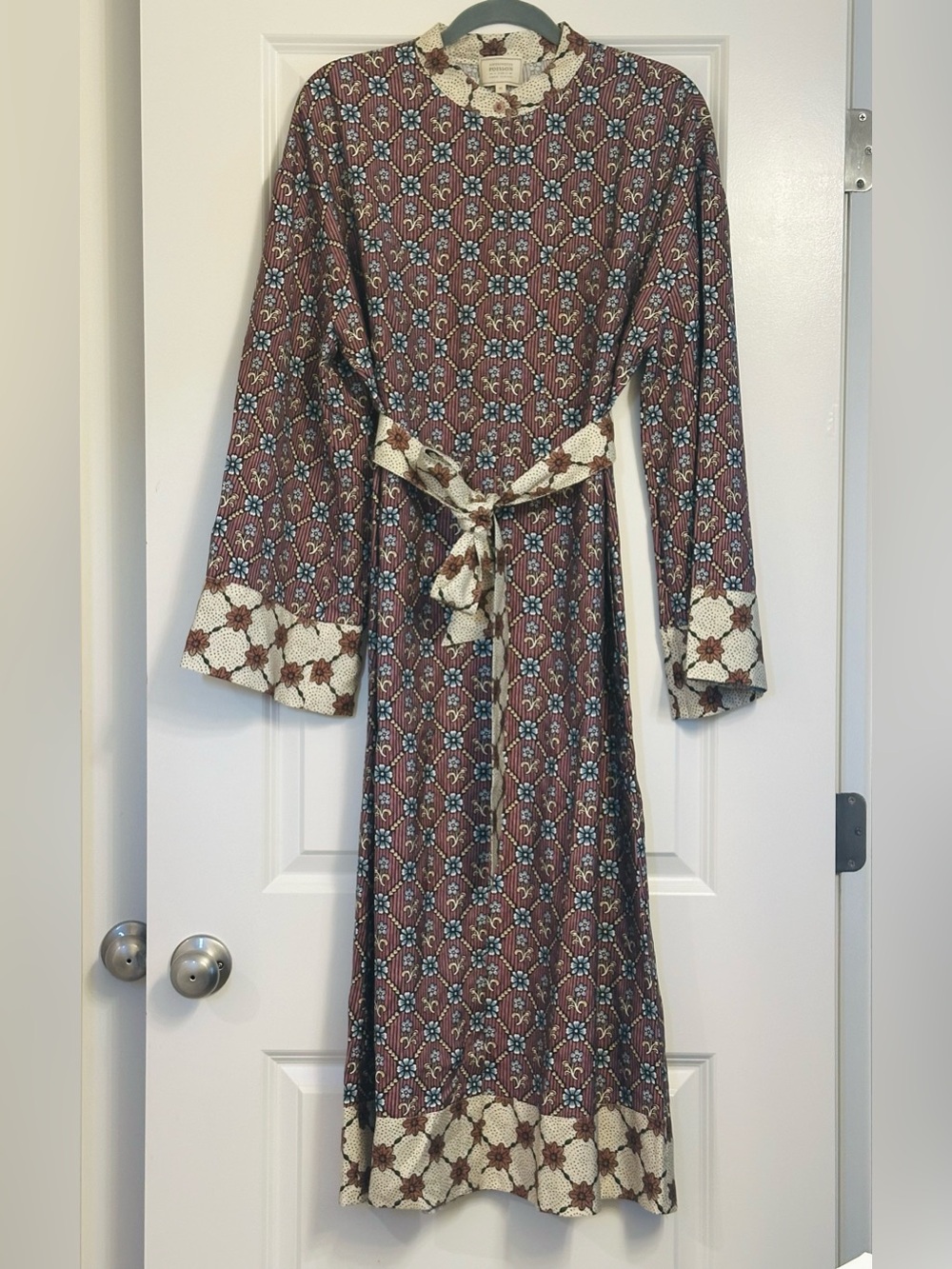 Sézane x Antoinette Poisson Dress Madder Red Heart Print Silk Blend Size 12 - Picture 3 of 14